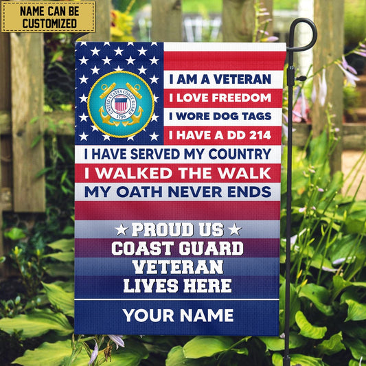 Custom US Coast Guard Flag, Uscg American Flag, Gift For Us Military Veteran, Us Coast Guard Veteran Garden Flag, Coastal American Flag