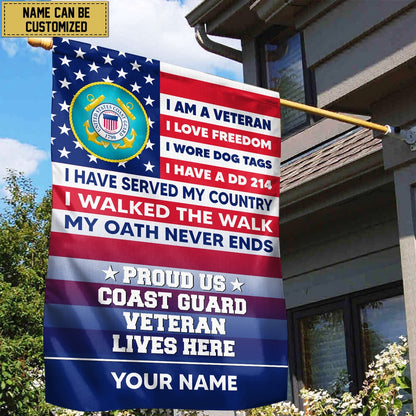 Custom US Coast Guard Flag, Uscg American Flag, Gift For Us Military Veteran, Us Coast Guard Veteran Garden Flag, Coastal American Flag