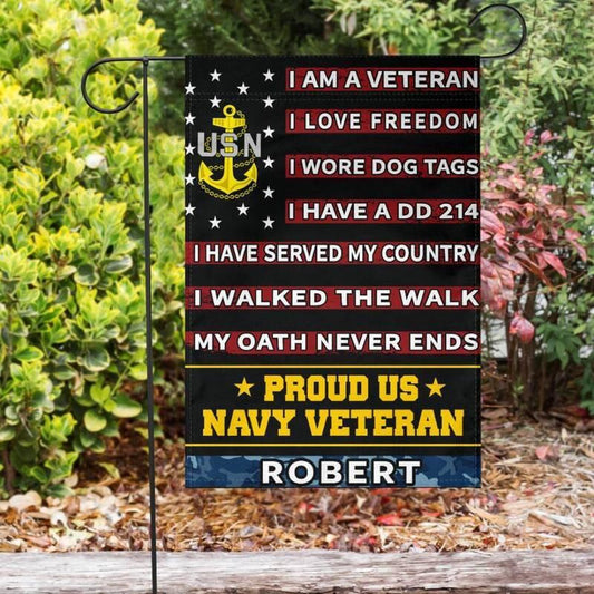 Custom US Navy Flag, Proud Of Veterans Navy Flag, US Navy Garden Flag, US Veteran Flag