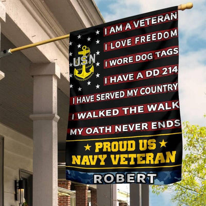Custom US Navy Flag, Proud Of Veterans Navy Flag, US Navy Garden Flag, US Veteran Flag