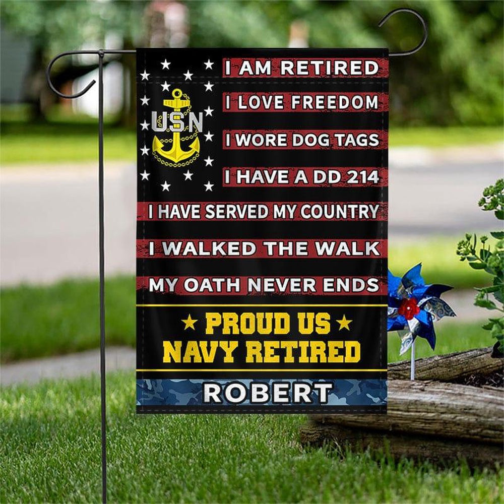 Custom US Navy Flag, Proud Of Veterans Navy Flag, US Navy Garden Flag, US Veteran Flag