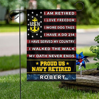 Custom US Navy Flag, Proud Of Veterans Navy Flag, US Navy Garden Flag, US Veteran Flag