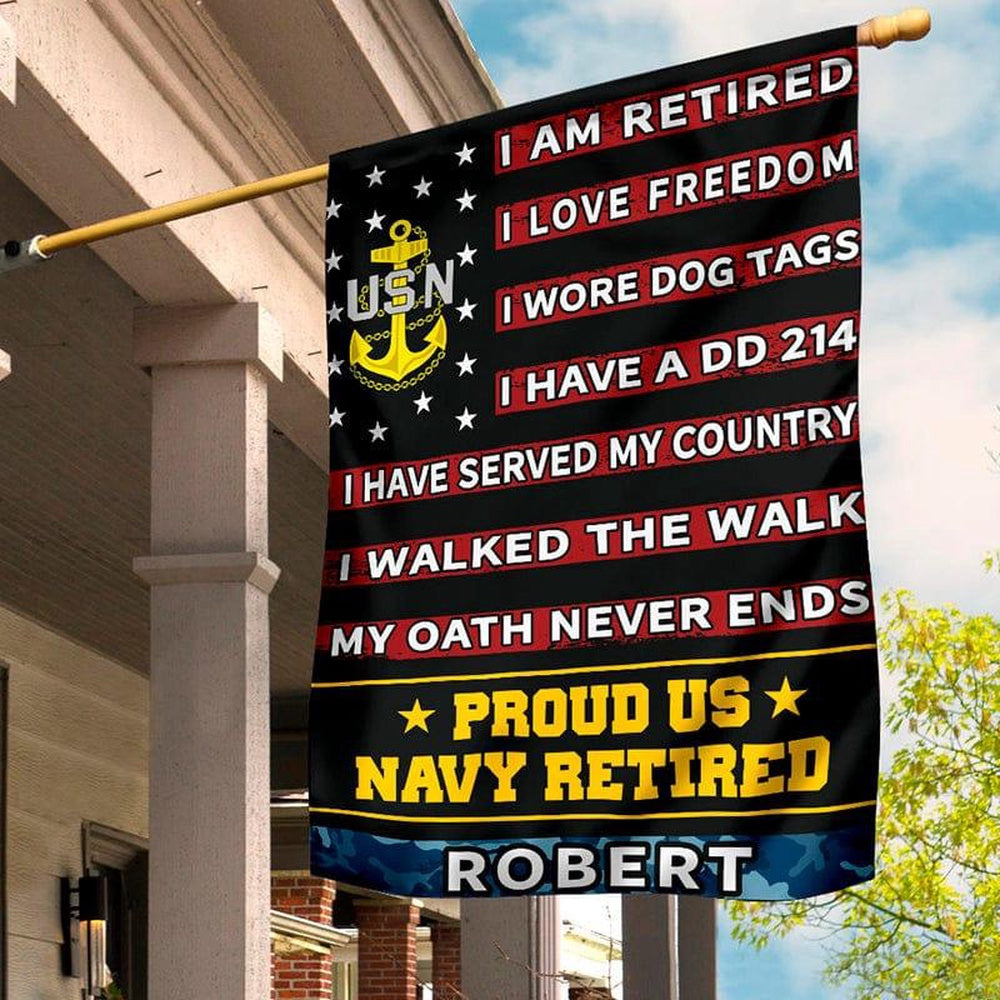 Custom US Navy Flag, Proud Of Veterans Navy Flag, US Navy Garden Flag, US Veteran Flag