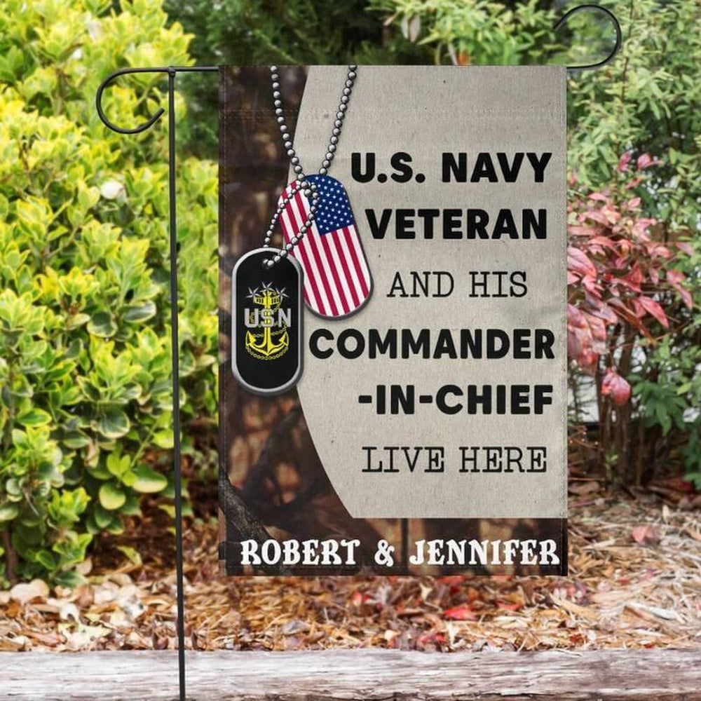 Custom US Navy Flag, Veteran Lives Here Navy Flag, US Navy Garden Flag, US Veteran Flag