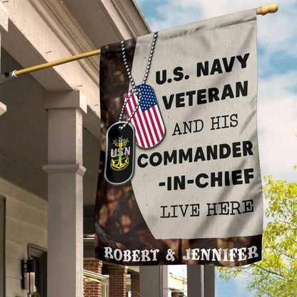 Custom US Navy Flag, Veteran Lives Here Navy Flag, US Navy Garden Flag, US Veteran Flag