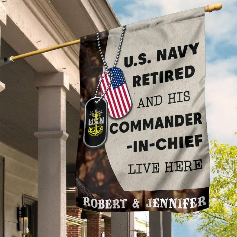 Custom US Navy Flag, Veteran Lives Here Navy Flag, US Navy Garden Flag, US Veteran Flag