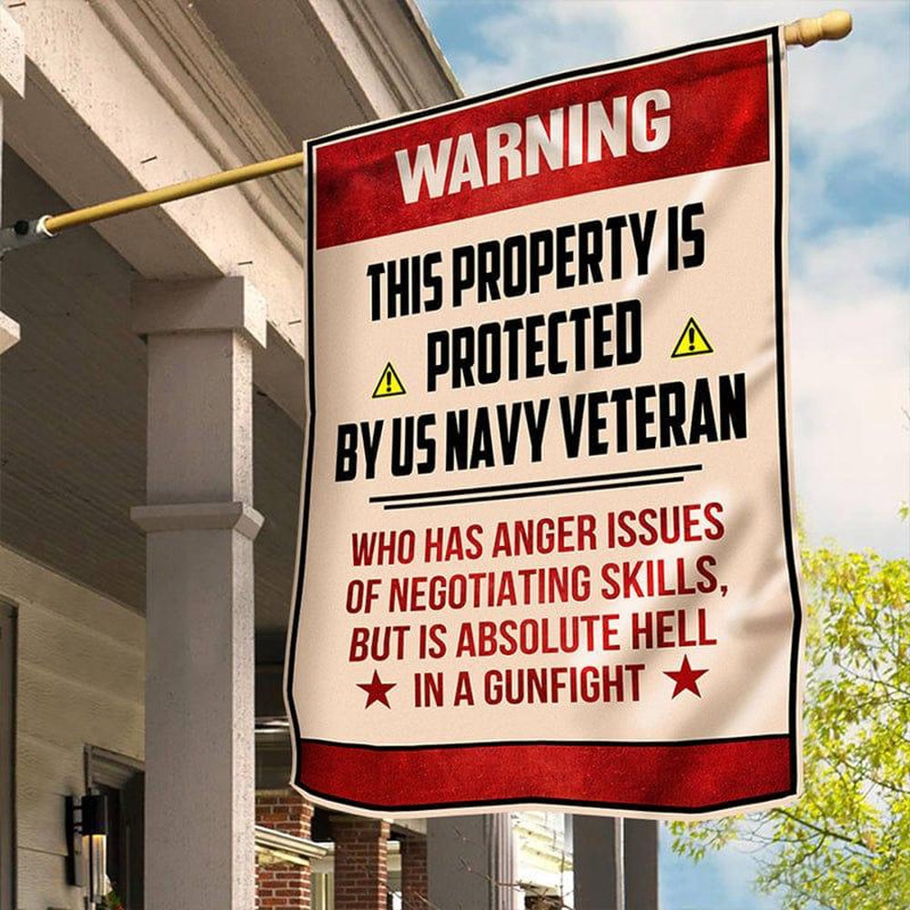 Custom US Navy Flag, Warning Navy Flag, US Navy Garden Flag, US Veteran Flag