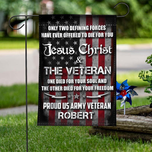 Custom US Veteran Flags, Flag For A Veteran - Jesus Christ & The Veteran