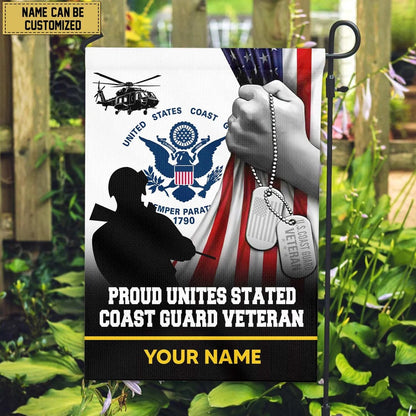 Custom US Veteran Flags, Premium Uscg Veteran American Flag Garden Flag