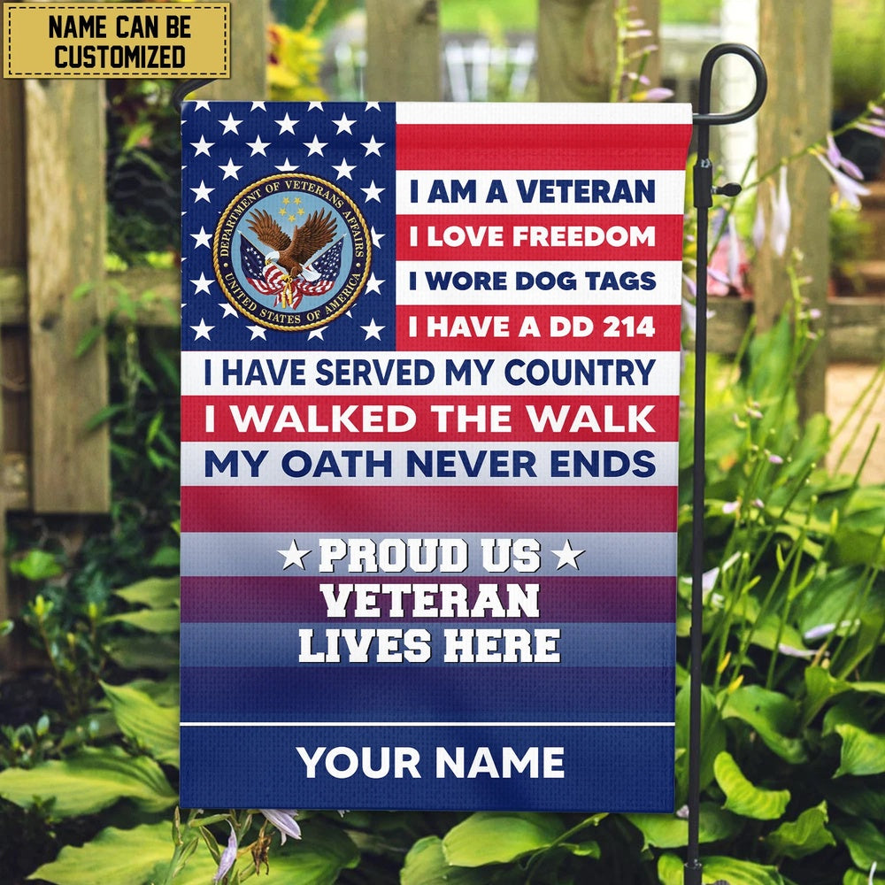 Custom US Veteran Flags, Us Veteran American Flag, Gift For Us Military Veteran, Us Veteran Garden Flag