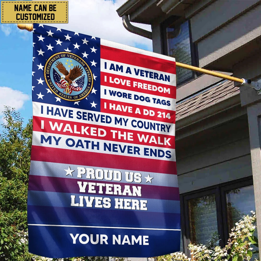 Custom US Veteran Flags, Us Veteran American Flag, Gift For Us Military Veteran, Us Veteran Garden Flag