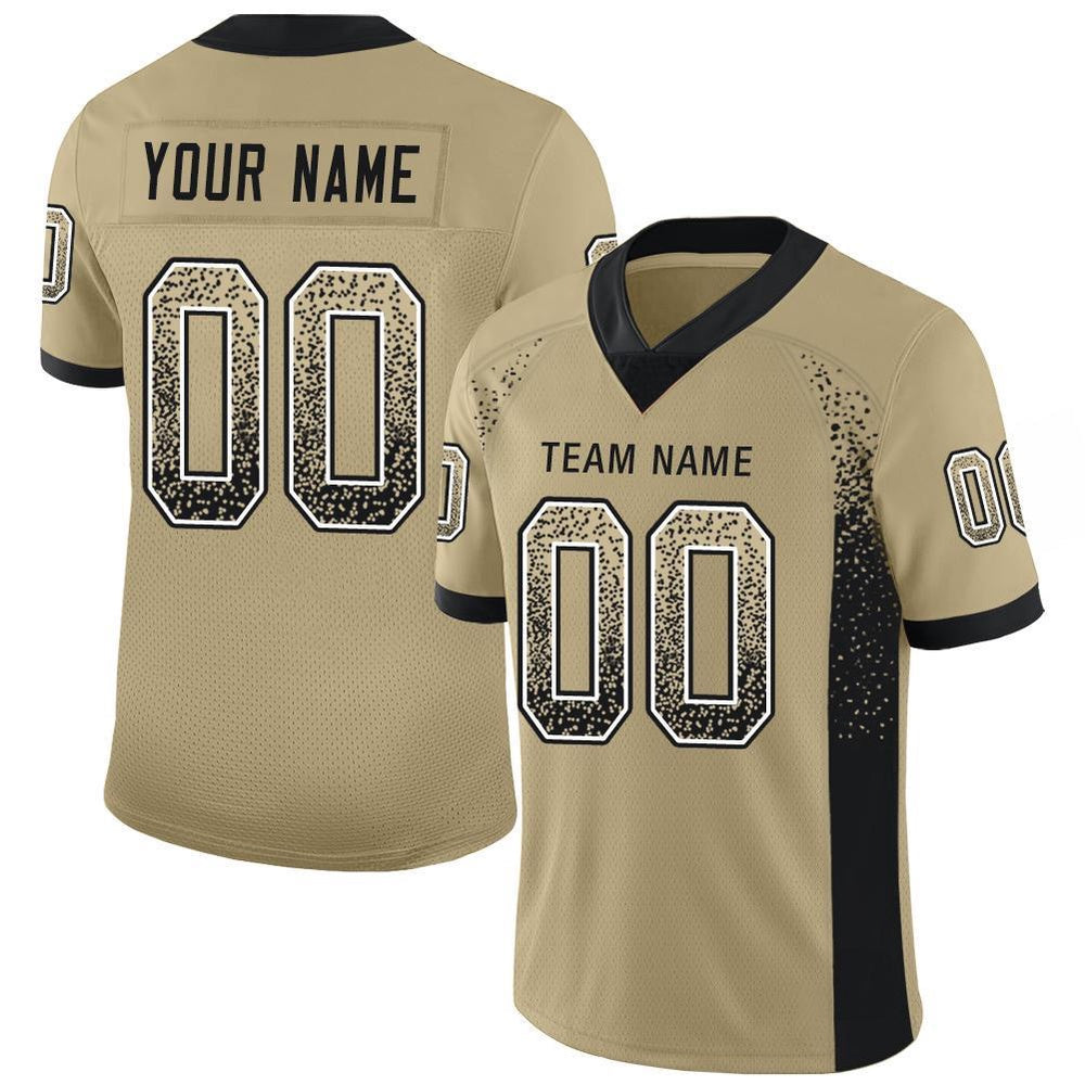 Custom Vegas Gold Black White Mesh Drift Fashion Football Jersey, Team Jerseys Football, Custom Football Jersey