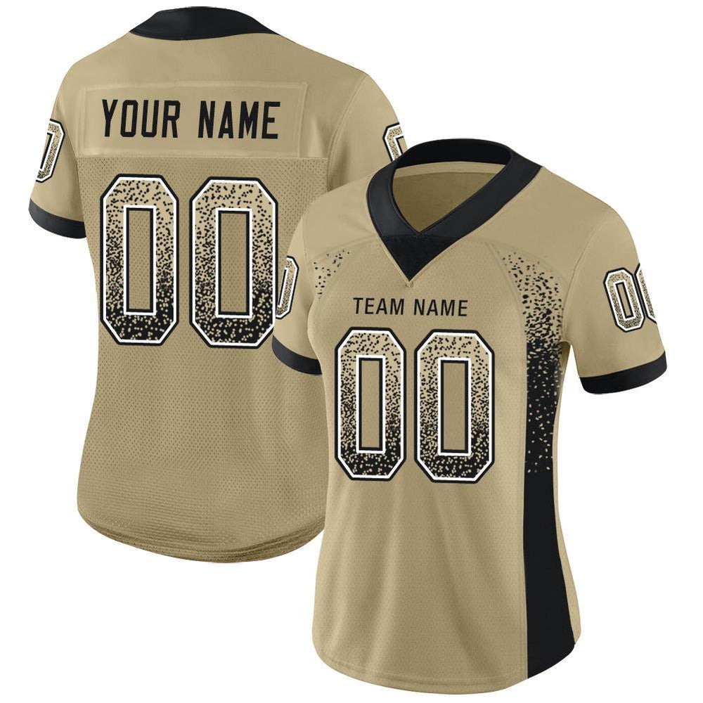 Custom Vegas Gold Black White Mesh Drift Fashion Football Jersey, Team Jerseys Football, Custom Football Jersey