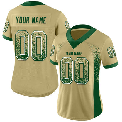 Custom Vegas Gold Green White Mesh Drift Fashion Football Jersey, Team Jerseys Football, Custom Football Jersey