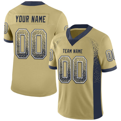 Custom Vegas Gold Navy White Mesh Drift Fashion Football Jersey, Team Jerseys Football, Custom Football Jersey