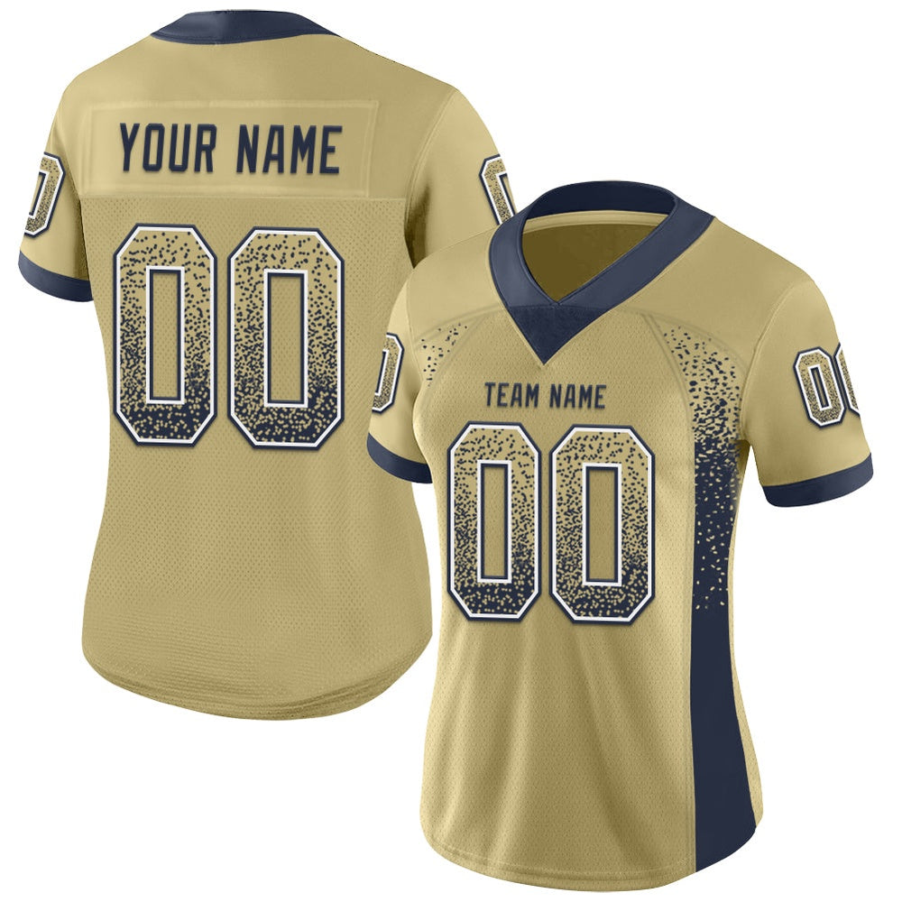 Custom Vegas Gold Navy White Mesh Drift Fashion Football Jersey, Team Jerseys Football, Custom Football Jersey
