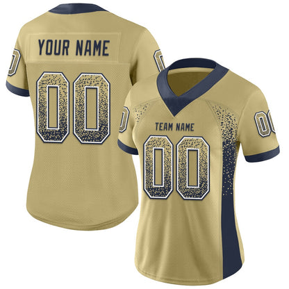 Custom Vegas Gold Navy White Mesh Drift Fashion Football Jersey, Team Jerseys Football, Custom Football Jersey