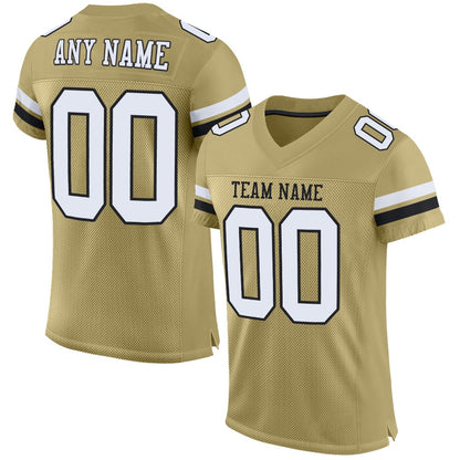 Custom Vegas Gold White Black Mesh Authentic Football Jersey, Team Jerseys Football, Custom Football Jersey