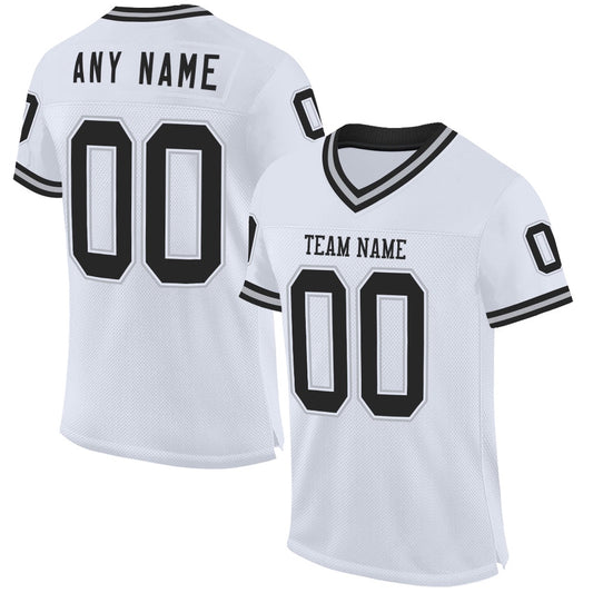 Custom White Black Gray Mesh Authentic Throwback Football Jersey, Team Jerseys Football, Custom Football Jersey