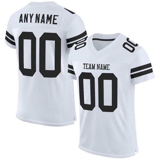 Custom White Black Mesh Authentic Football Jersey, Team Jerseys Football, Custom Football Jersey