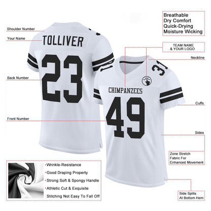 Custom White Black Mesh Authentic Football Jersey, Team Jerseys Football, Custom Football Jersey