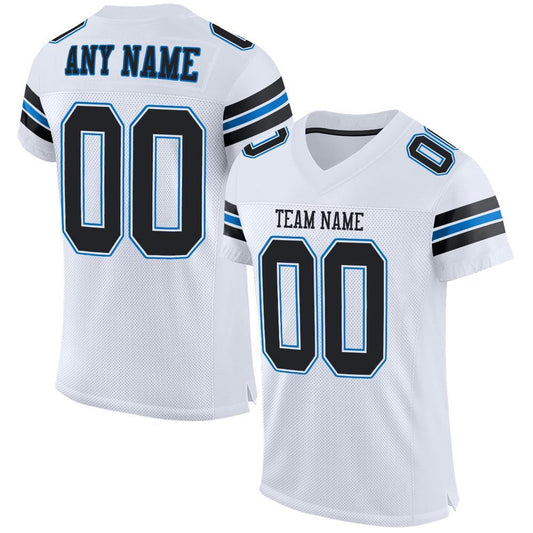 Custom White Black Panther Blue Mesh Authentic Football Jersey, Team Jerseys Football, Custom Football Jersey