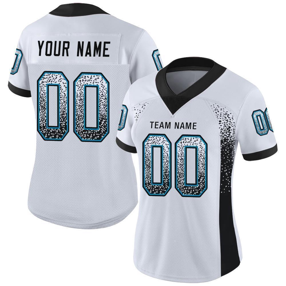 Custom White Black Panther Blue Mesh Drift Fashion Football Jersey, Team Jerseys Football, Custom Football Jersey
