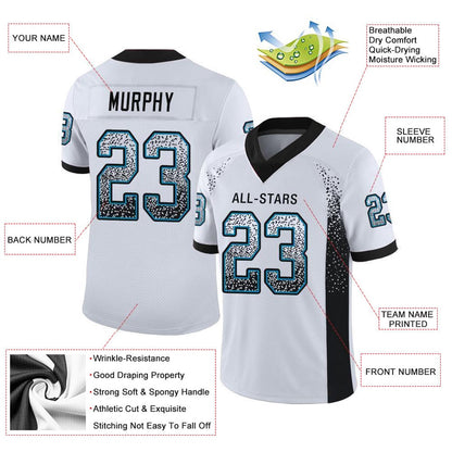 Custom White Black Panther Blue Mesh Drift Fashion Football Jersey, Team Jerseys Football, Custom Football Jersey