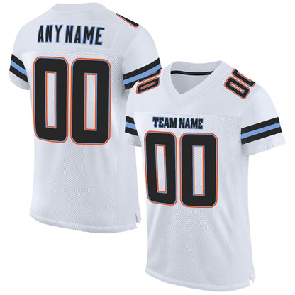 Custom White Black Powder Blue Mesh Authentic Football Jersey, Team Jerseys Football, Custom Football Jersey