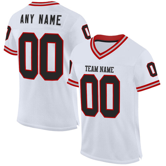 Custom White Black Red Gray Mesh Authentic Throwback Football Jersey, Team Jerseys Football, Custom Football Jersey