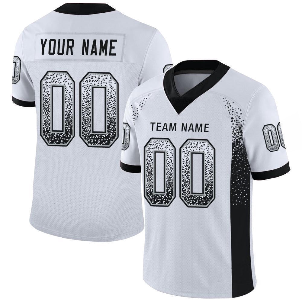 Custom White Black Silver Mesh Drift Fashion Football Jersey, Team Jerseys Football, Custom Football Jersey