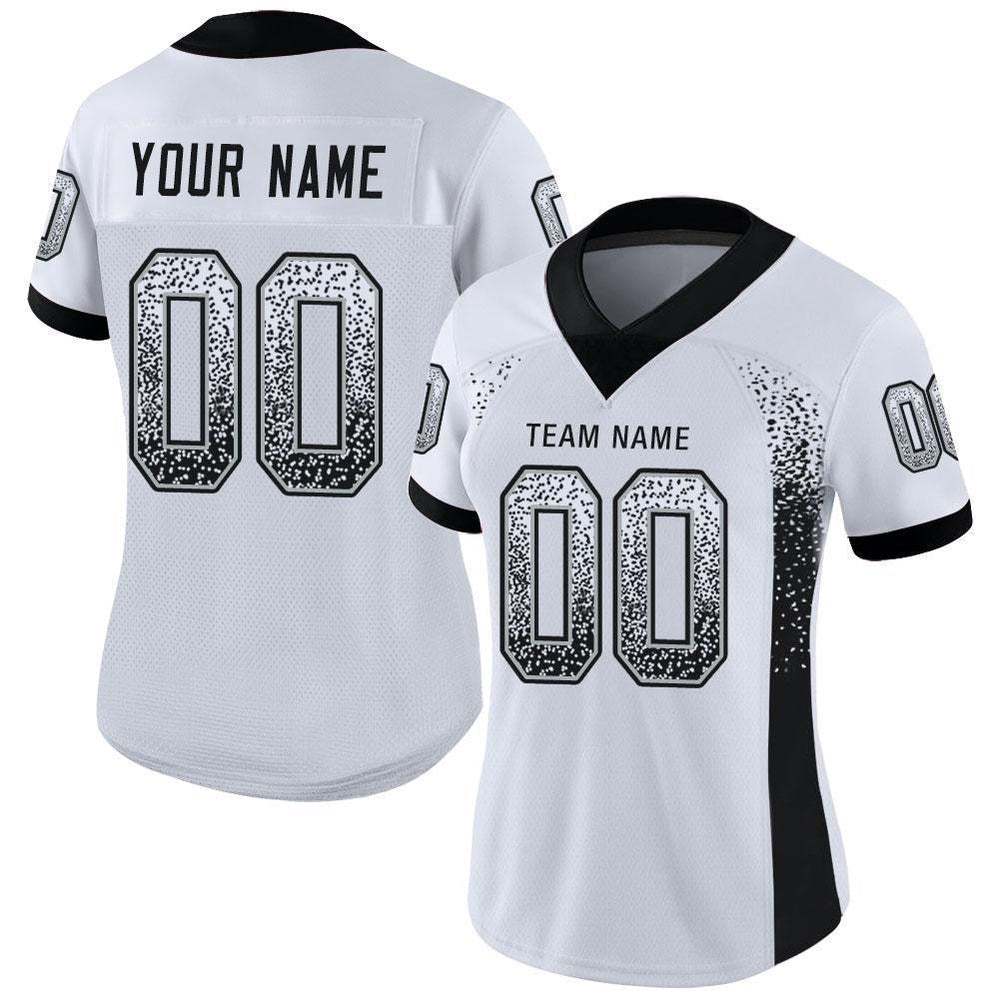 Custom White Black Silver Mesh Drift Fashion Football Jersey, Team Jerseys Football, Custom Football Jersey
