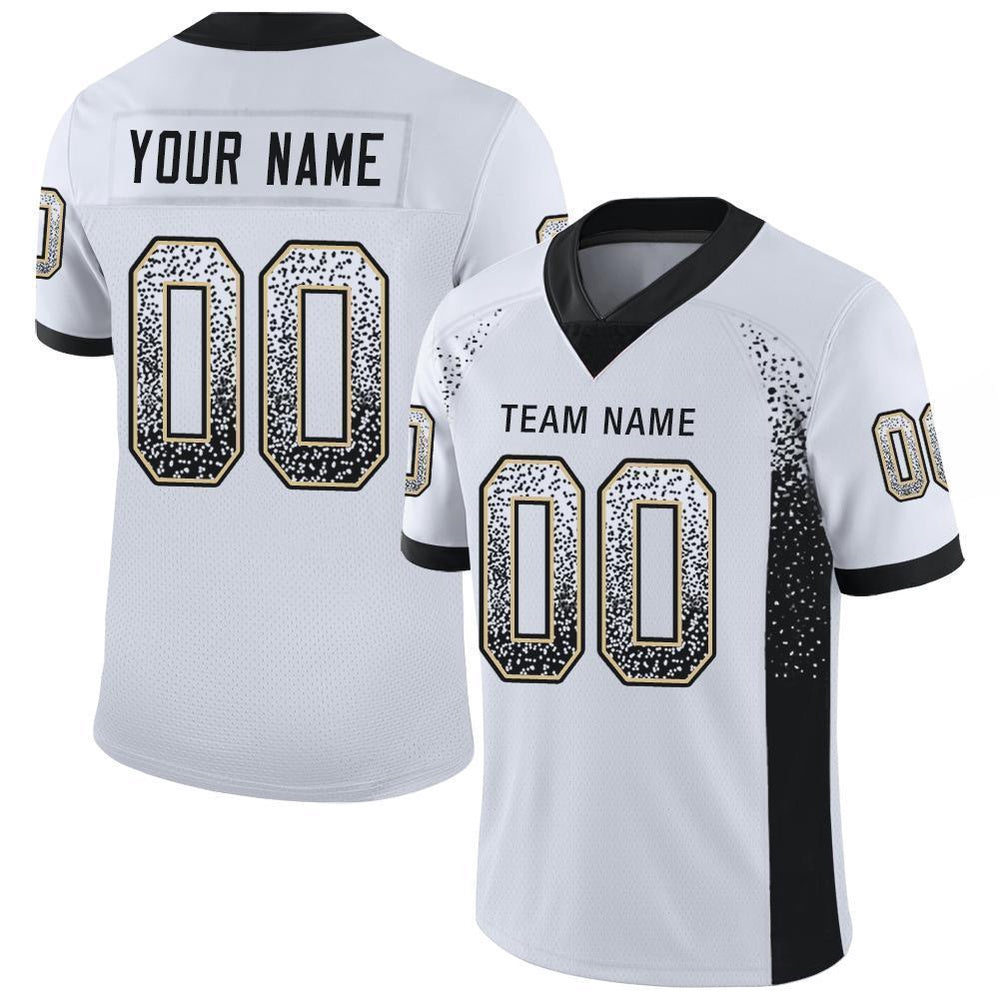 Custom White Black Vegas Gold Mesh Drift Fashion Football Jersey, Team Jerseys Football, Custom Football Jersey