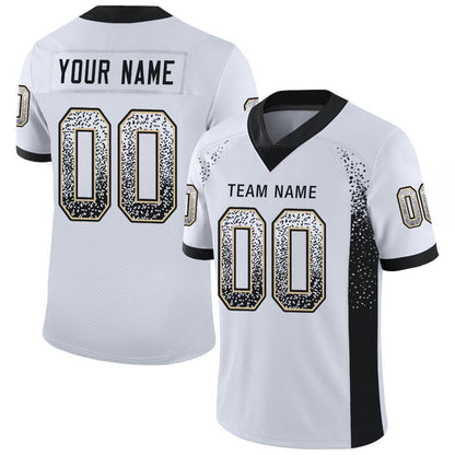 Custom White Black Vegas Gold Mesh Drift Fashion Football Jersey, Team Jerseys Football, Custom Football Jersey
