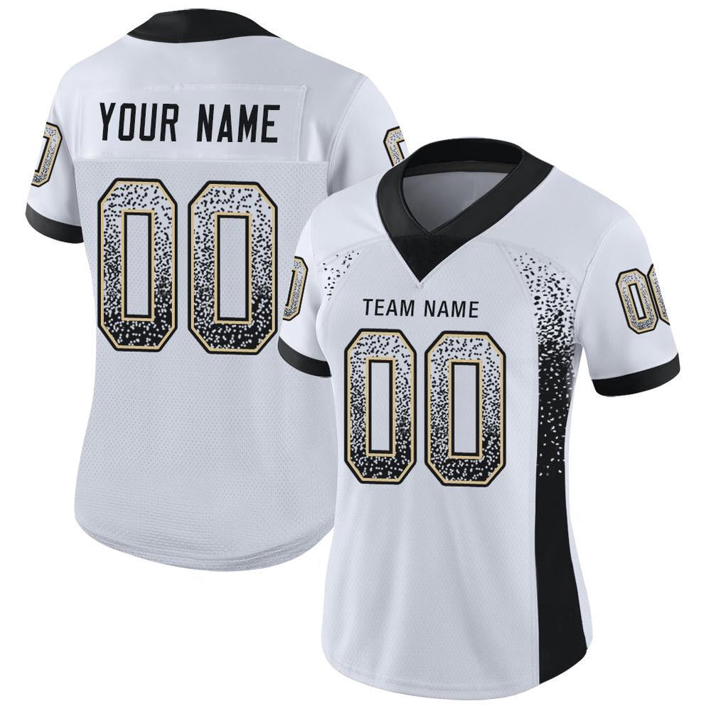Custom White Black Vegas Gold Mesh Drift Fashion Football Jersey, Team Jerseys Football, Custom Football Jersey