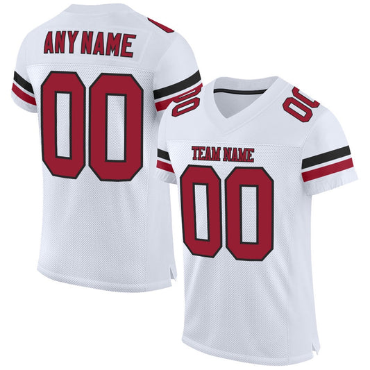 Custom White Cardinal Black Mesh Authentic Football Jersey, Team Jerseys Football, Custom Football Jersey
