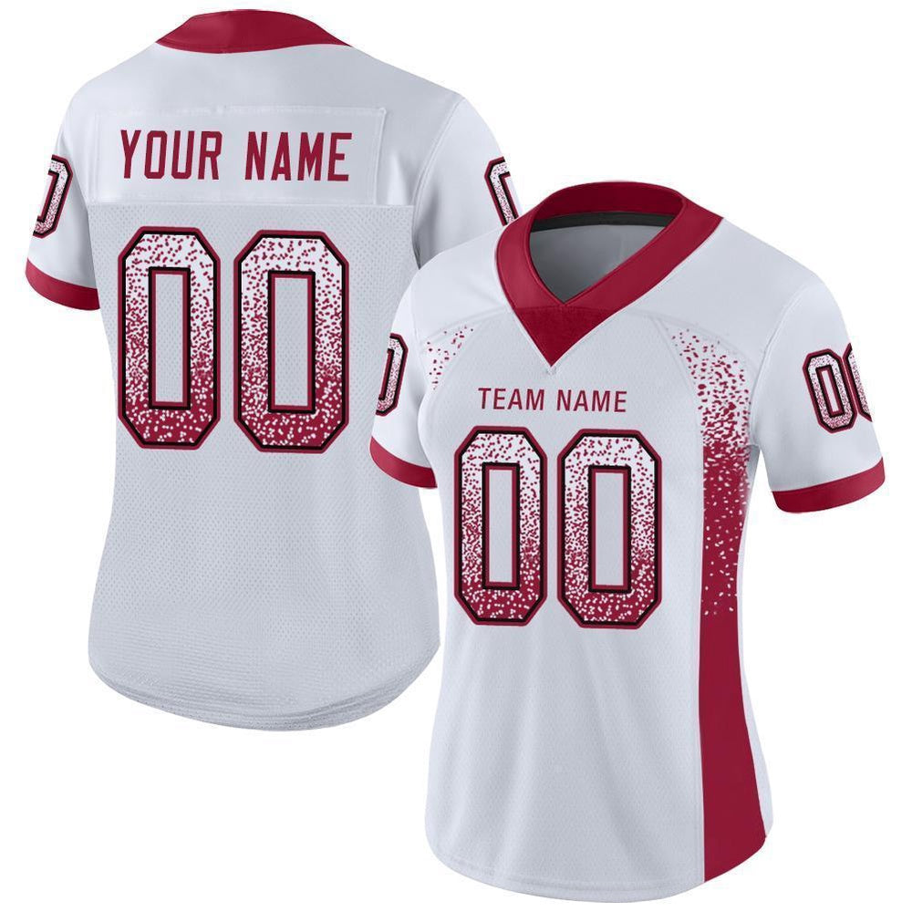 Custom White Cardinal Black Mesh Drift Fashion Football Jersey, Team Jerseys Football, Custom Football Jersey