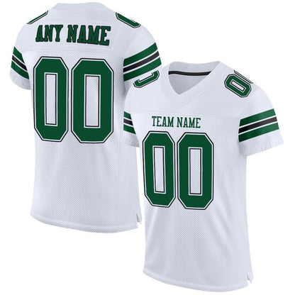 Custom White Gotham Green Black Mesh Authentic Football Jersey, Team Jerseys Football, Custom Football Jersey