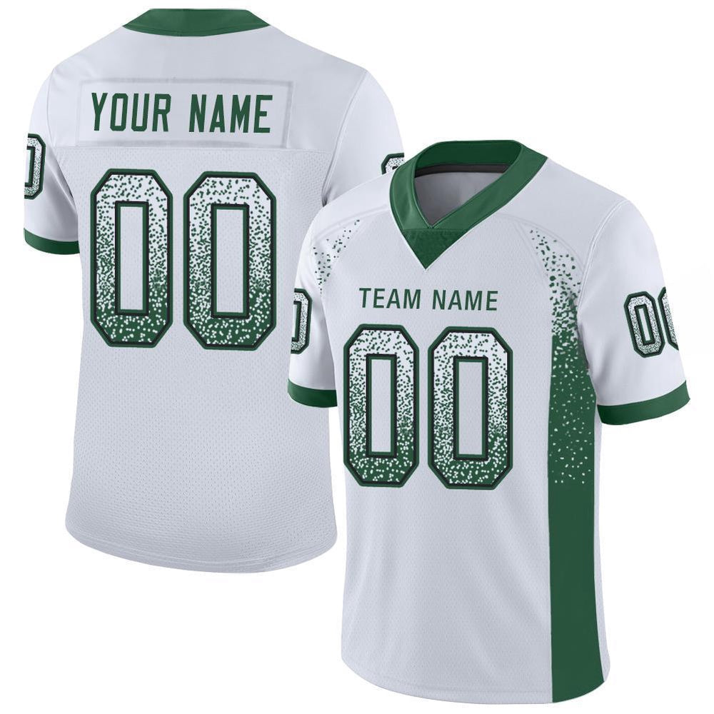 Custom White Gotham Green Black Mesh Drift Fashion Football Jersey, Team Jerseys Football, Custom Football Jersey