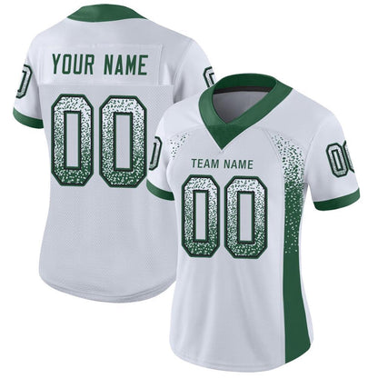 Custom White Gotham Green Black Mesh Drift Fashion Football Jersey, Team Jerseys Football, Custom Football Jersey