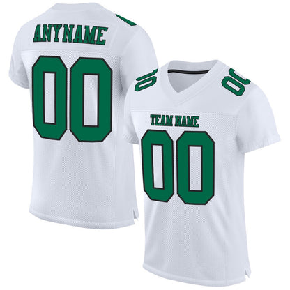 Custom White Kelly Green Black Mesh Authentic Football Jersey, Team Jerseys Football, Custom Football Jersey