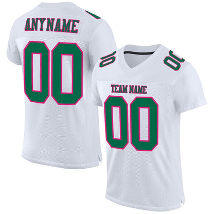 Custom White Kelly Green Hot Pink Mesh Authentic Football Jersey, Team Jerseys Football, Custom Football Jersey