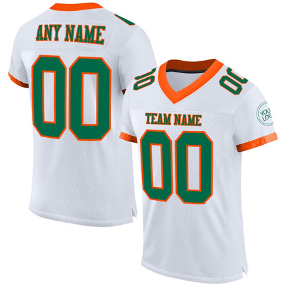 Custom White Kelly Green Orange Mesh Authentic Football Jersey, Team Jerseys Football, Custom Football Jersey
