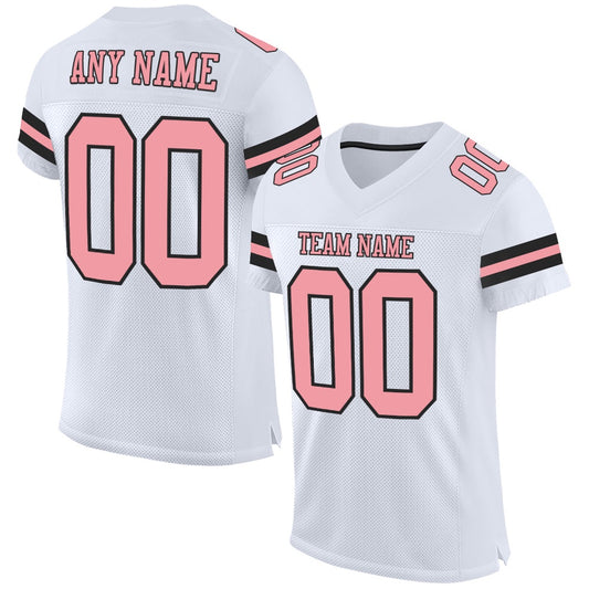 Custom White Medium Pink Black Mesh Authentic Football Jersey, Team Jerseys Football, Custom Football Jersey
