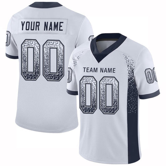 Custom White Navy Gray Mesh Drift Fashion Football Jersey, Team Jerseys Football, Custom Football Jersey