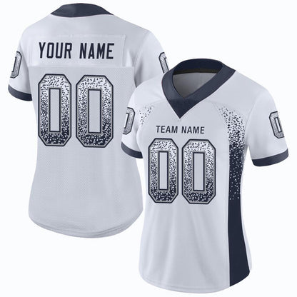 Custom White Navy Gray Mesh Drift Fashion Football Jersey, Team Jerseys Football, Custom Football Jersey
