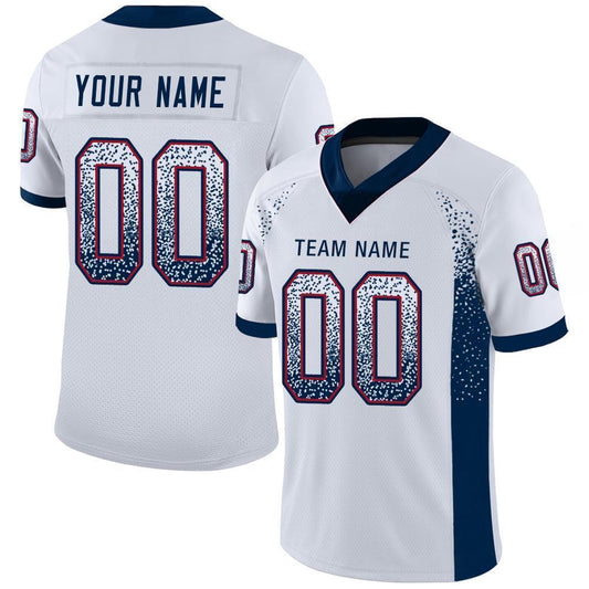 Custom White Navy Red Mesh Drift Fashion Football Jersey, Team Jerseys Football, Custom Football Jersey