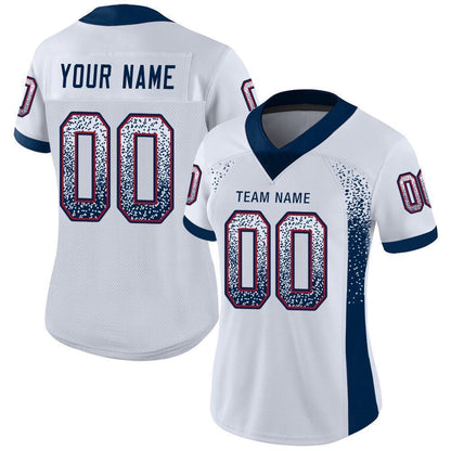 Custom White Navy Red Mesh Drift Fashion Football Jersey, Team Jerseys Football, Custom Football Jersey