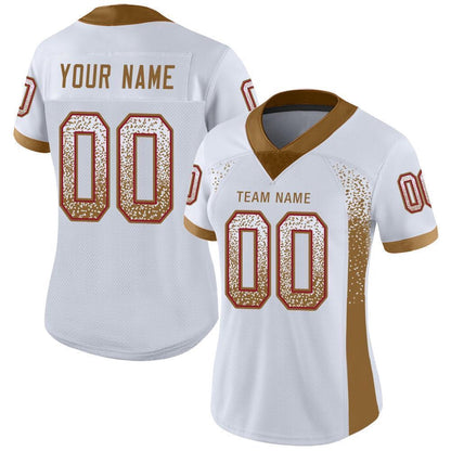 Custom White Old Gold Red Mesh Drift Fashion Football Jersey, Team Jerseys Football, Custom Football Jersey