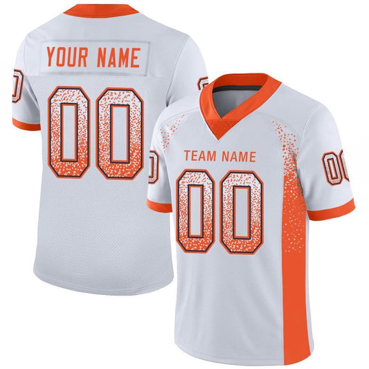 Custom White Orange Navy Mesh Drift Fashion Football Jersey, Team Jerseys Football, Custom Football Jersey